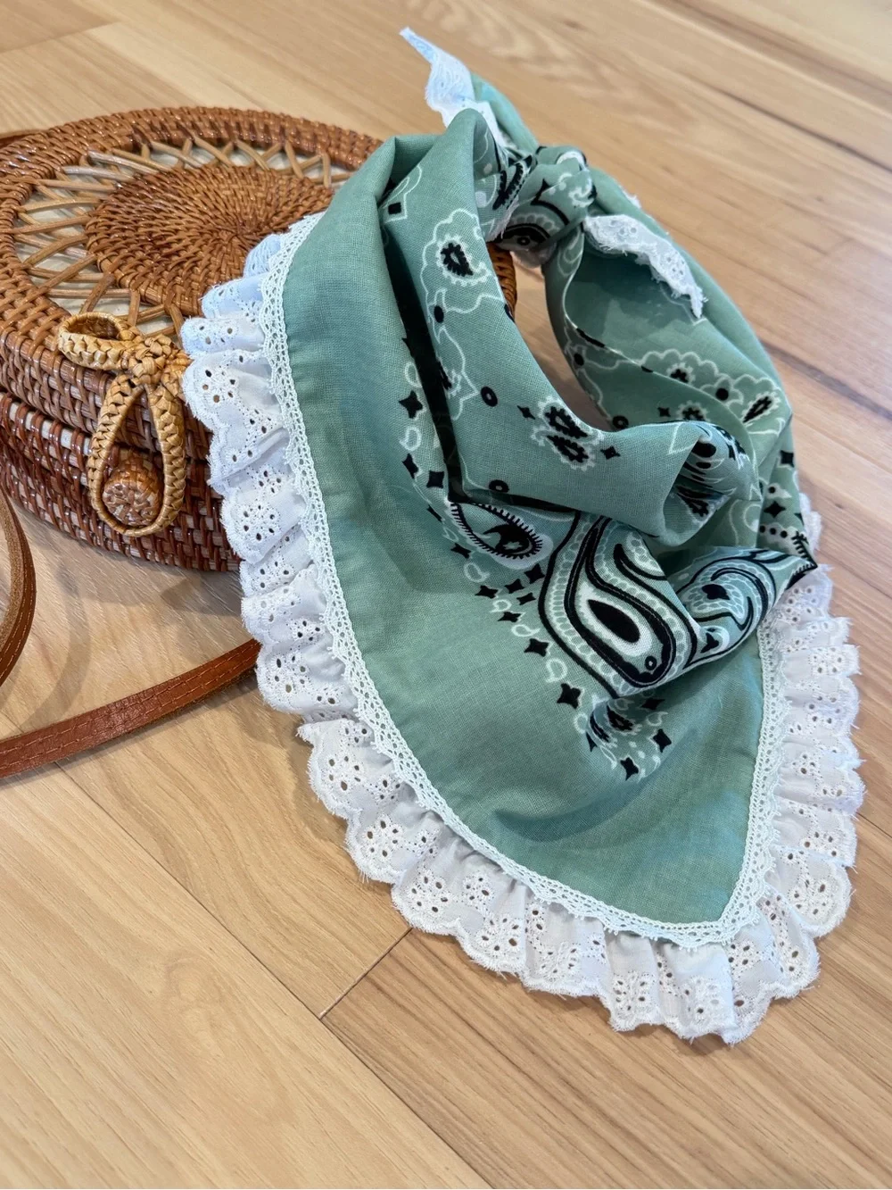 Lace Bandana Hair Scarf Handmade
